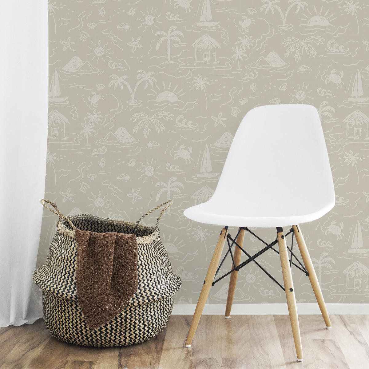 TAPETE Sunset Island - Beige, Papier/Kunststoff (53/1000cm) - Superfresco Easy