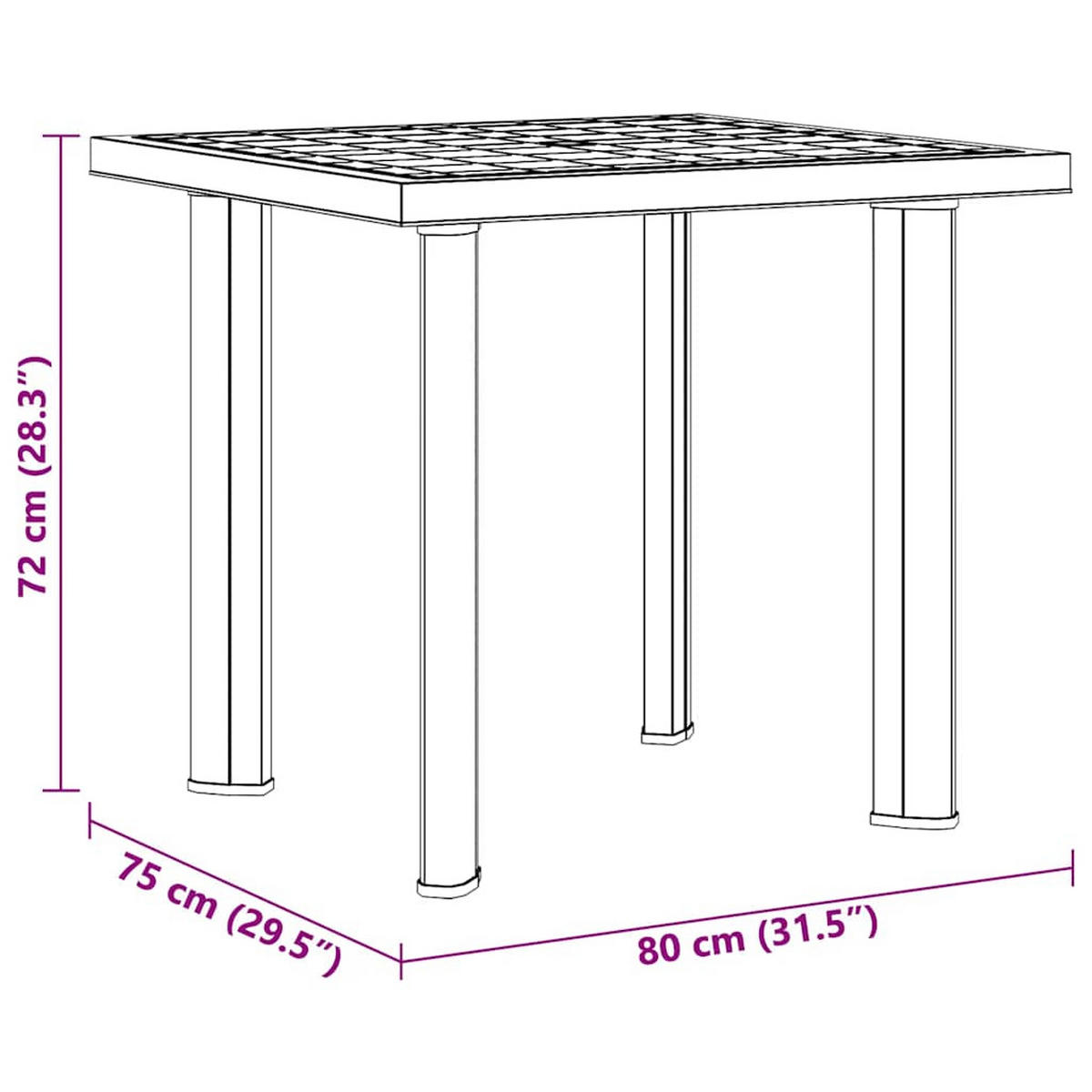 GARTENTISCH Grün 80/75/72 Cm Kunststoff - Grün, Kunststoff (80/75/72cm) - vidaXL