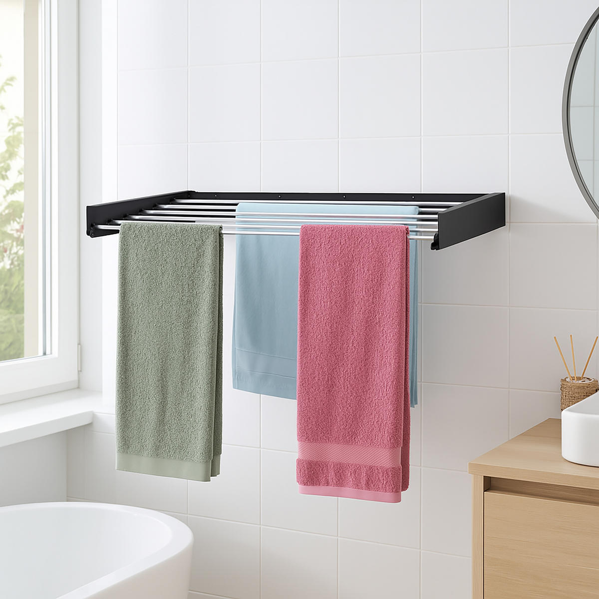 NÁSTENNÝ sušiak na prádlo - viacfarebná, kov (100/10/50cm) - Relaxdays