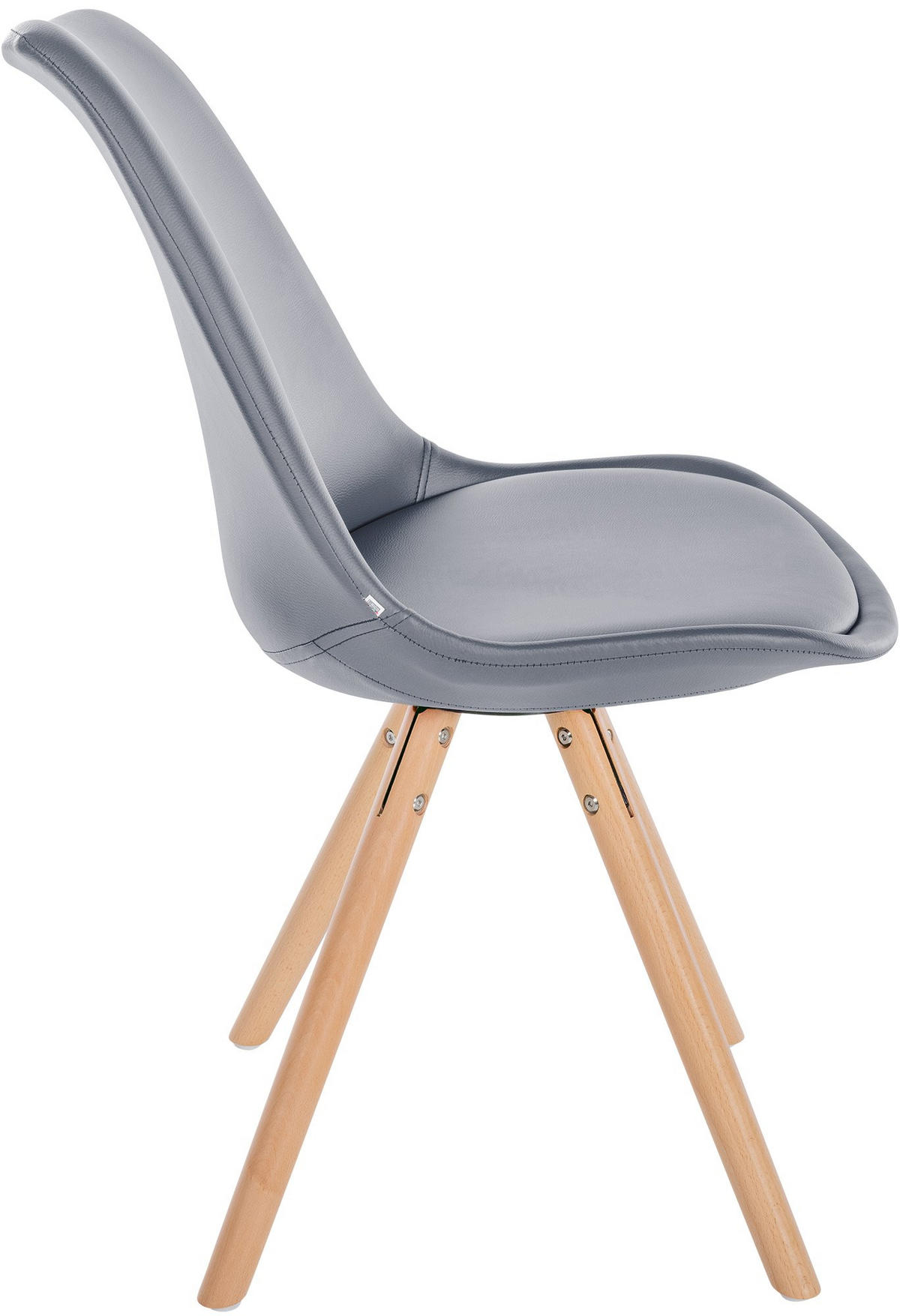 STUHL 4er Set Lederlook grau - Eukalyptusholzfarben/Grau, Holz/Textil (48/81/54cm) - CLP