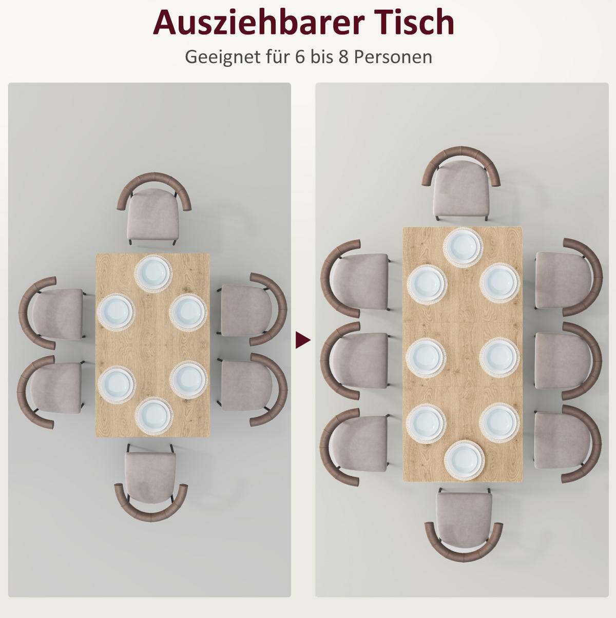 ESSTISCH 120/160/75 cm Natur aus MDF mit Ausziehfunktion - Braun, Holzwerkstoff (160/75/77cm) - OKMYHOME