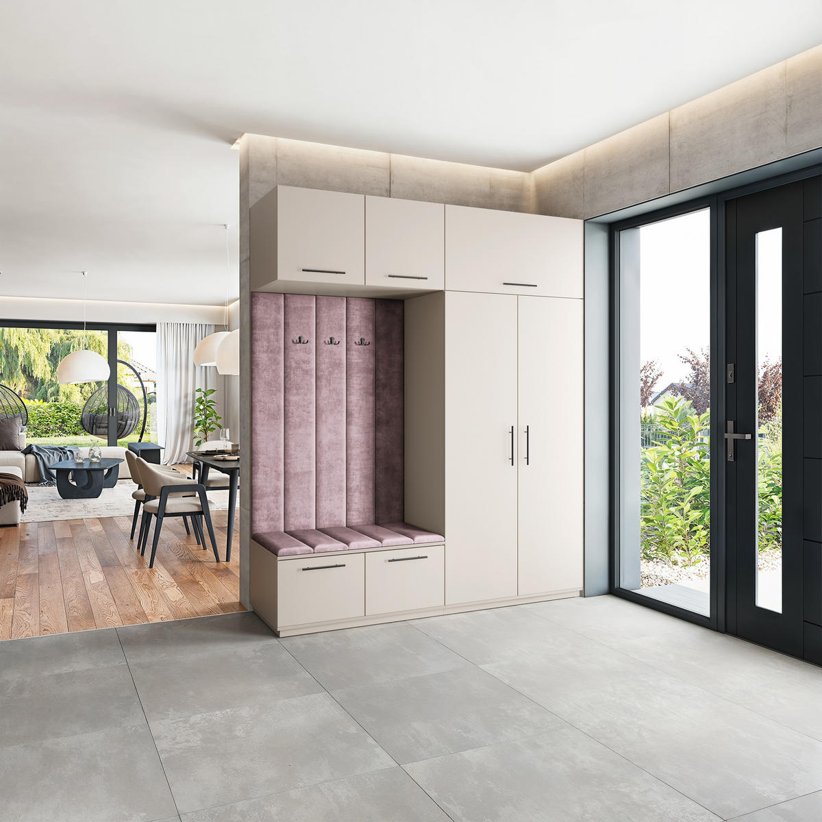 GARDEROBENSCHRANK REMA 200/240/60 cm Modern Garderobe-Set Kaschmir - Kaschmir/Lila, Holzwerkstoff (200/240/60cm) - MASSENO