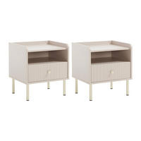 NACHTTISCH 2er-Set mit 1 Schublade und 1 Nische - Beige und Gold - LUNAOR - Beige, Holz (50/54/40cm) - Vente-Unique
