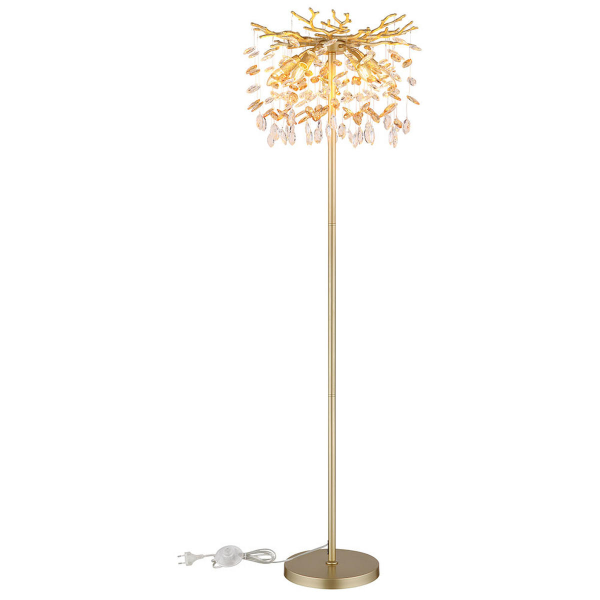 LED STEHLEUCHTE QUEENA, Metall, Gold, flexibler Arm - Goldfarben, Glas (46/46/155cm) - Globo Lighting
