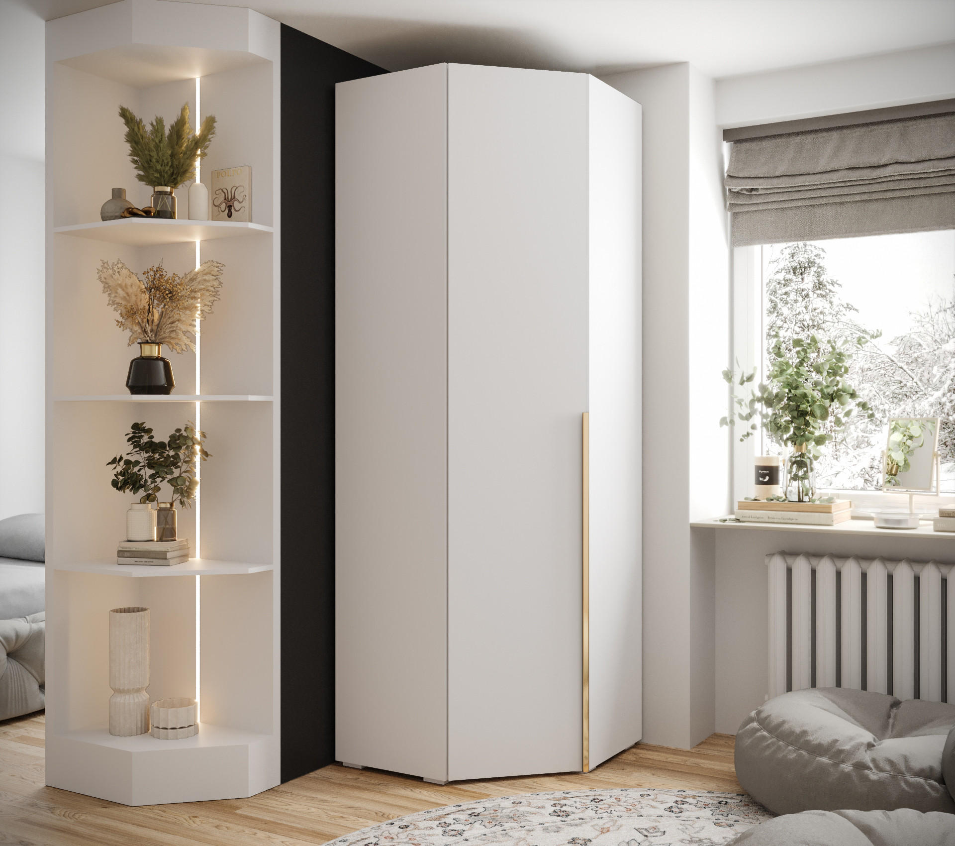 DREHTÜRENSCHRANK 236.7/81.7/81.7 1-türig - Goldfarben/Weiß, Holz/Metall (81.7/236.7/81.7cm) - MÖBEL KRYSPOL