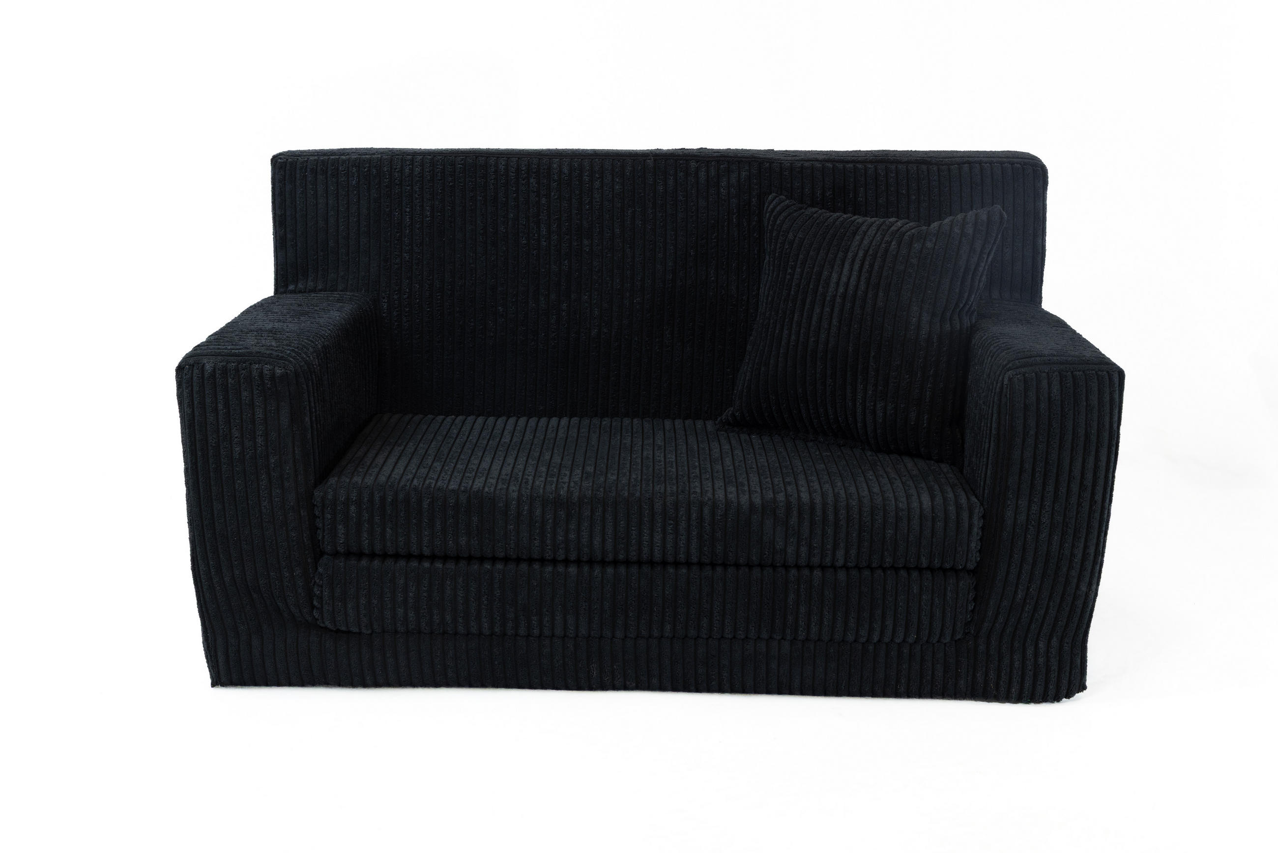 KINDERSOFA aus Kuschel-Cord in Schwarz - Schwarz, Textil (83/47/43cm) - Fortisline