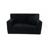 KINDERSOFA aus Kuschel-Cord in Schwarz - Schwarz, Textil (83/47/43cm) - Fortisline