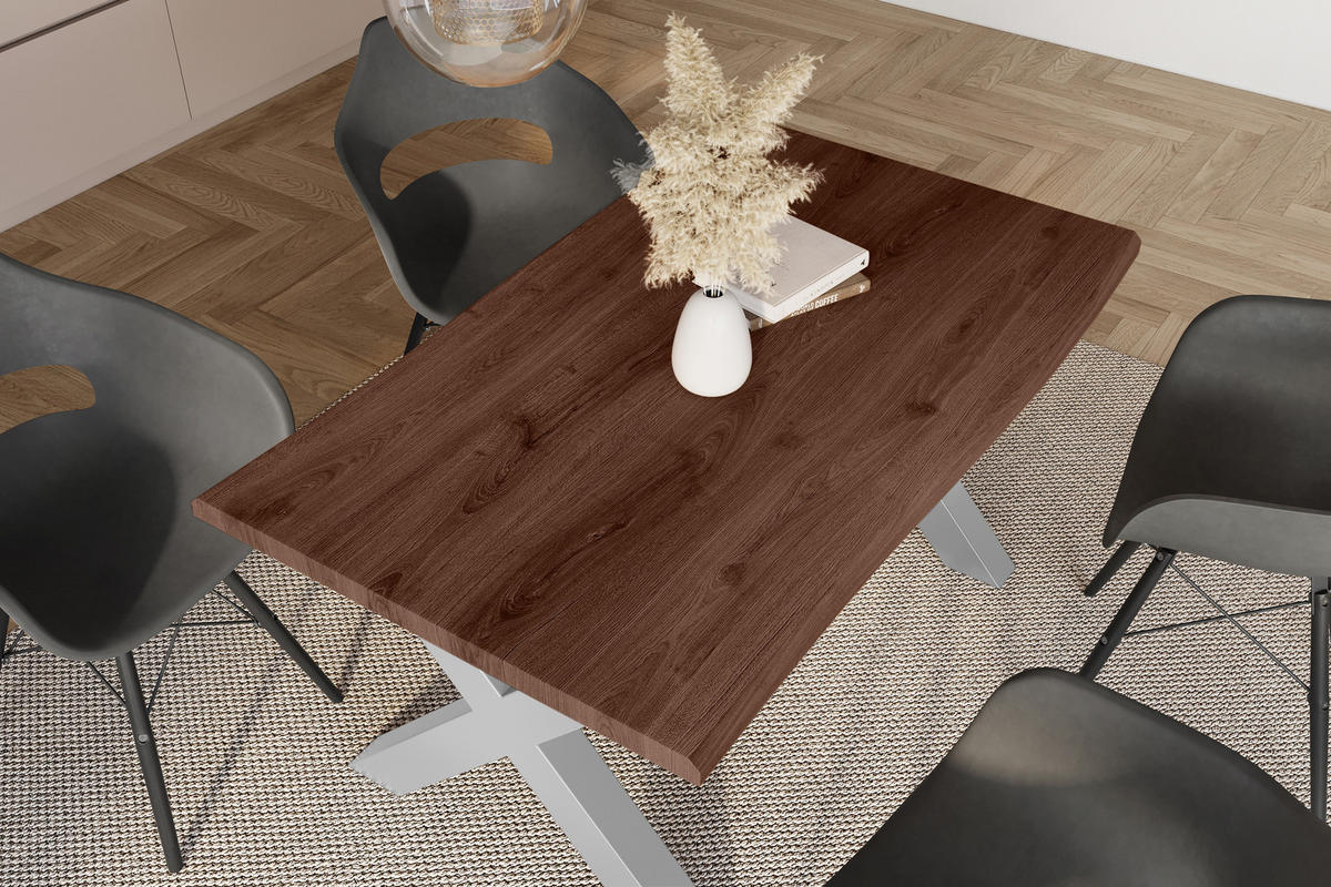 ESSTISCH JULIUS X - Silberfarben/Nussbaumfarben, Holz (80/140/77cm) - SAM