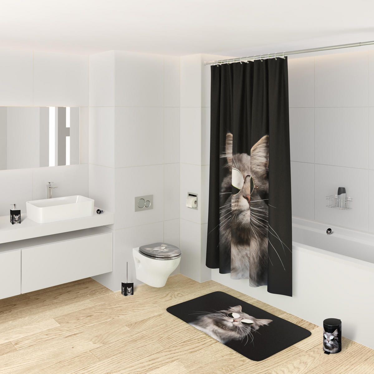 WC-SITZ mit Absenkautomatik Cool Cat - Schwarz, Holzwerkstoff (38/6/47cm) - Sanilo