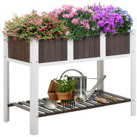 HOCHBEET, Weiß+Grau, Tanne, nicht gewebter Stoff - Weiß, Holz (57/89/119cm) - Outsunny