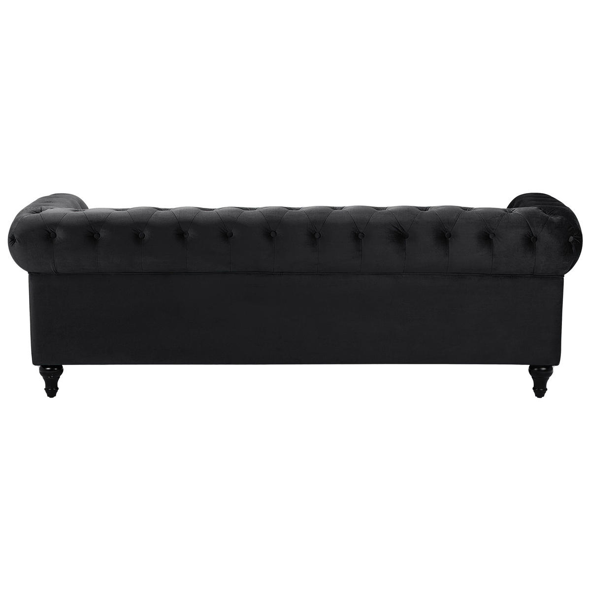 4-SITZER SOFA SET Samtstoff Schwarz Chesterfield - Schwarz, Textil (201/70/75cm) - Beliani