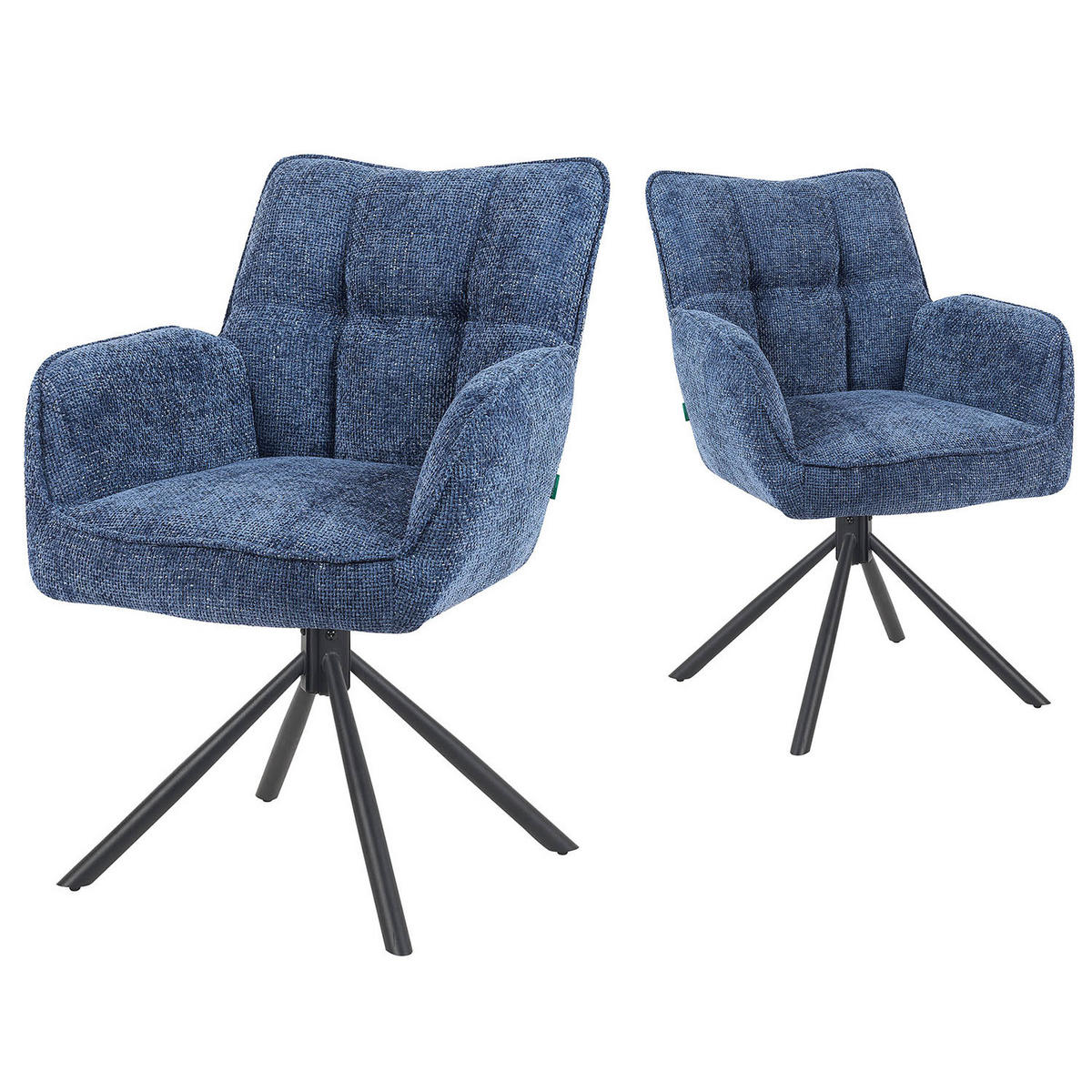DREHSTUHL Mika-Daan 2er-Set - Blau/Schwarz, Textil/Metall (59/84/66cm) - DUBI Möbel