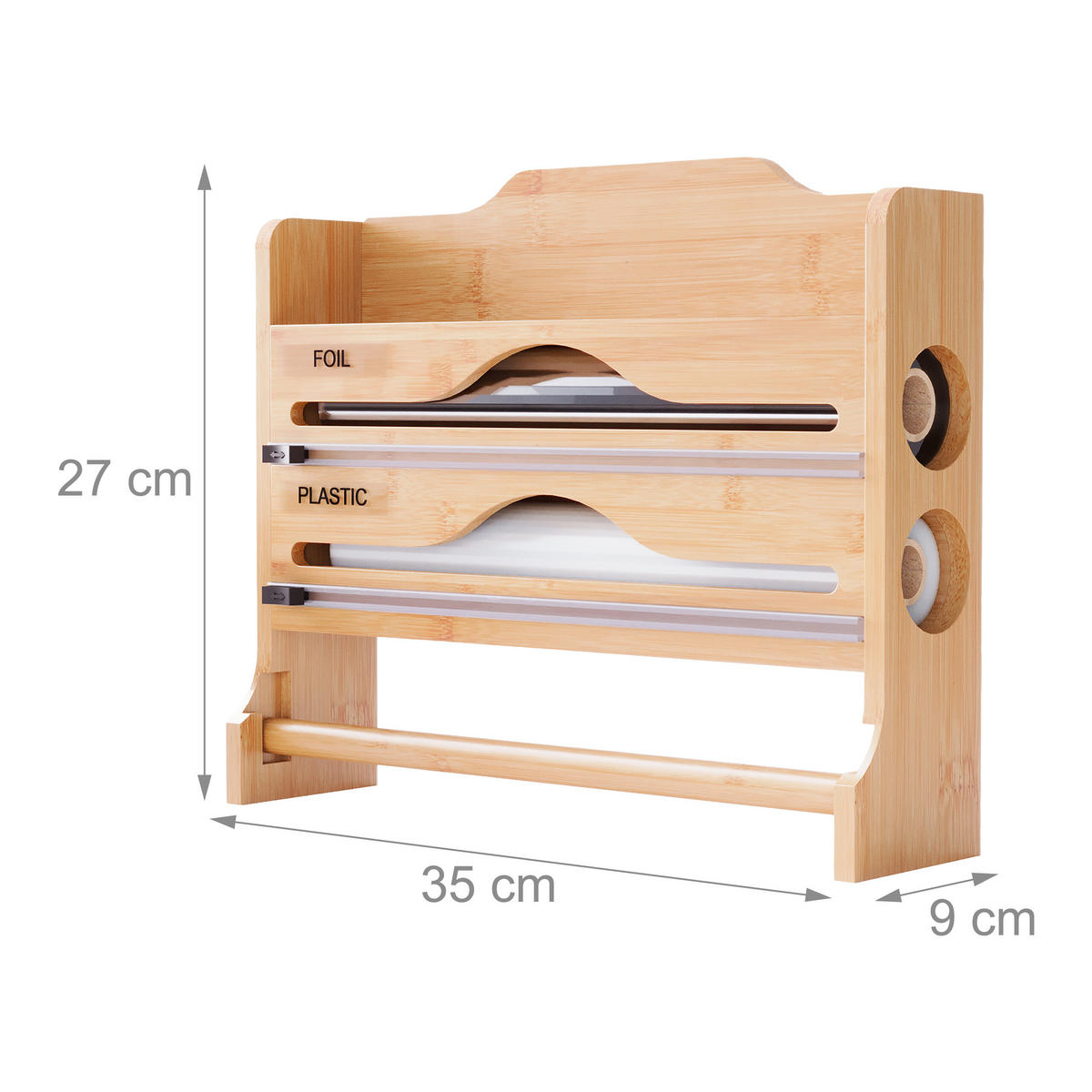 WANDROLLENHALTER - Hellbraun, Holz/Kunststoff (35/27/9cm) - Relaxdays