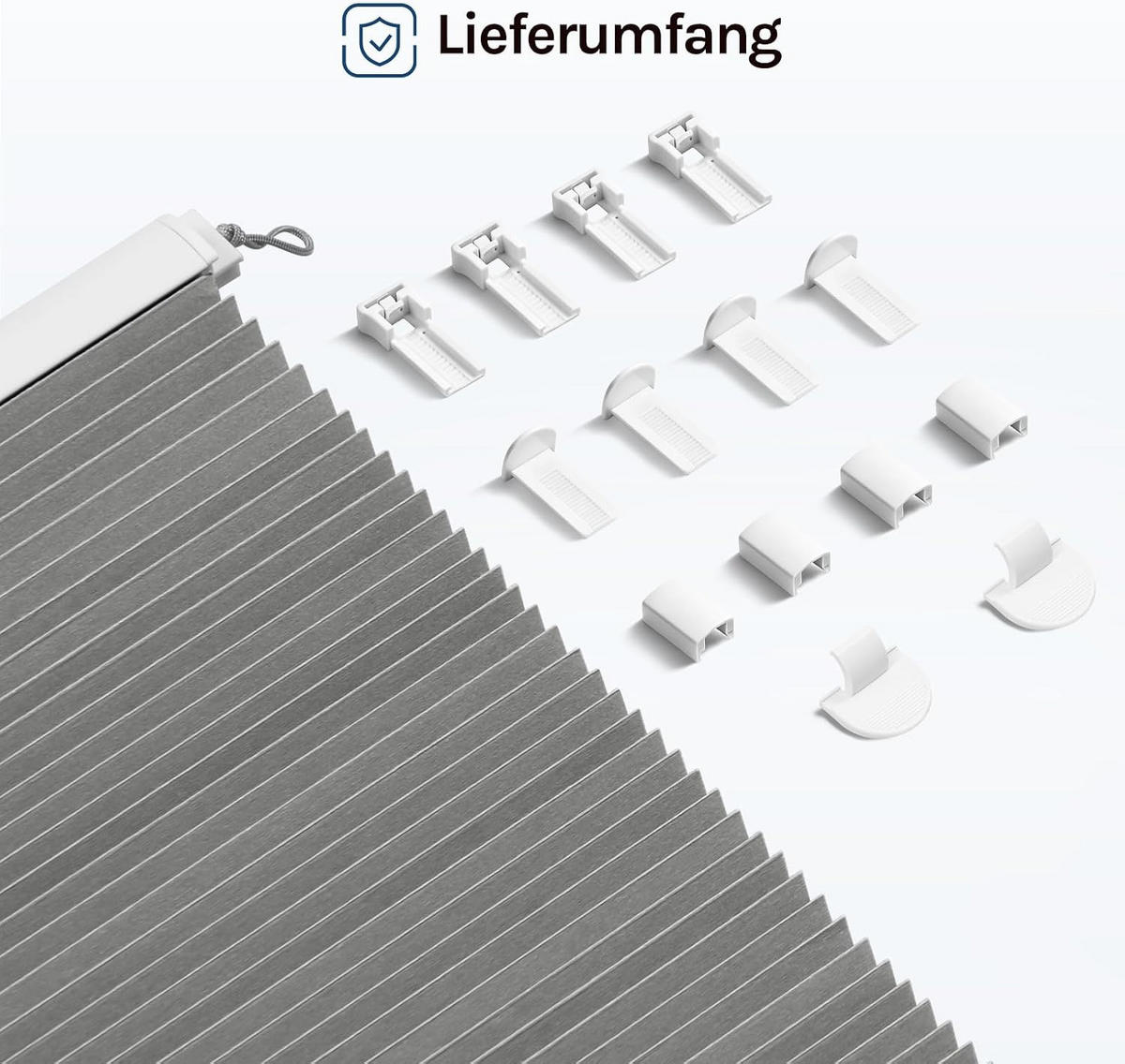 WABENPLISSEE ohne Bohren Verdunkelung 50 x 130 Dunkelgrau-Weiß - Dunkelgrau, Kunststoff (50/130/2cm) - Woltu