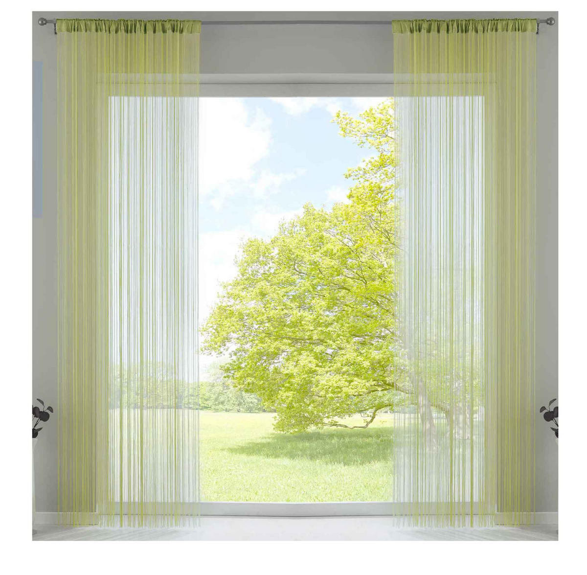 FADENGARDINE 2ER SET HxB 250x140 cm Apfelgrün - Grün, Textil (140/250cm) - Gardinenbox