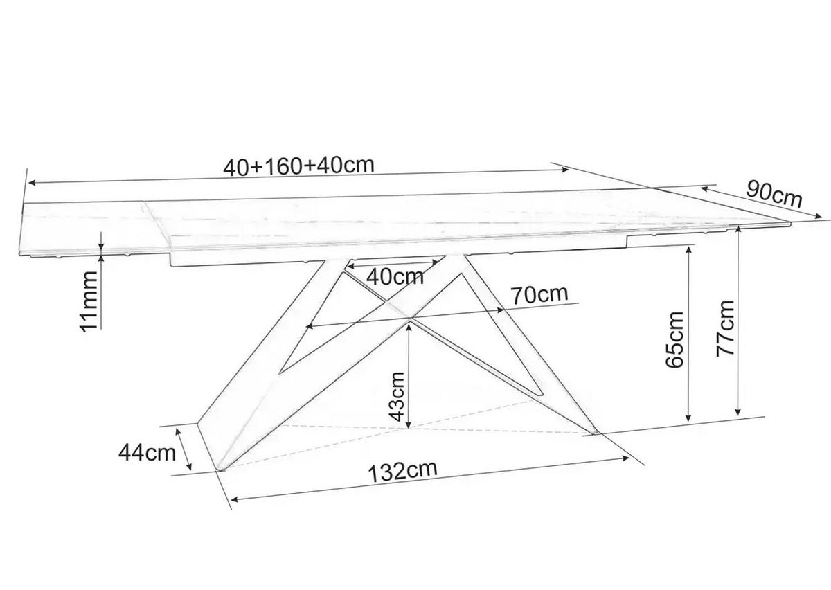 ESSTISCH Westin Palisander-Optik / Schwarz Matt 160-240 / 90 / 77cm - Schwarz/Braun, Holz/Keramik (90/240/77cm) - Feldmann-Wohnen