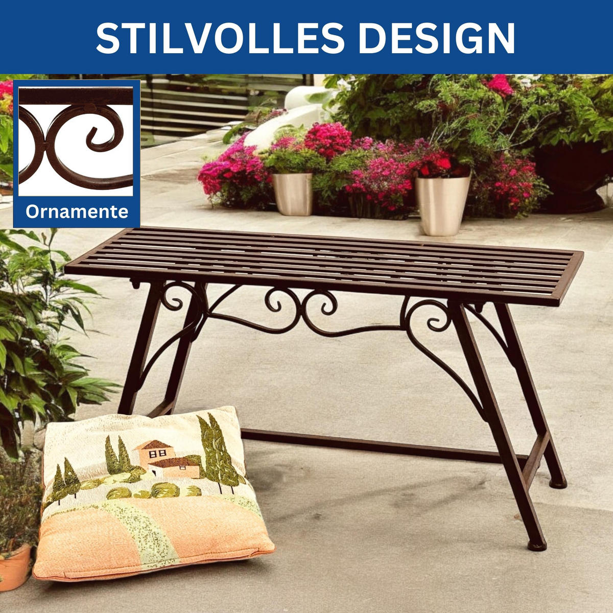 GARTENBANK Metall Braun 83/27/45 cm - Braun, Metall (83/45/27cm) - DanDiBo