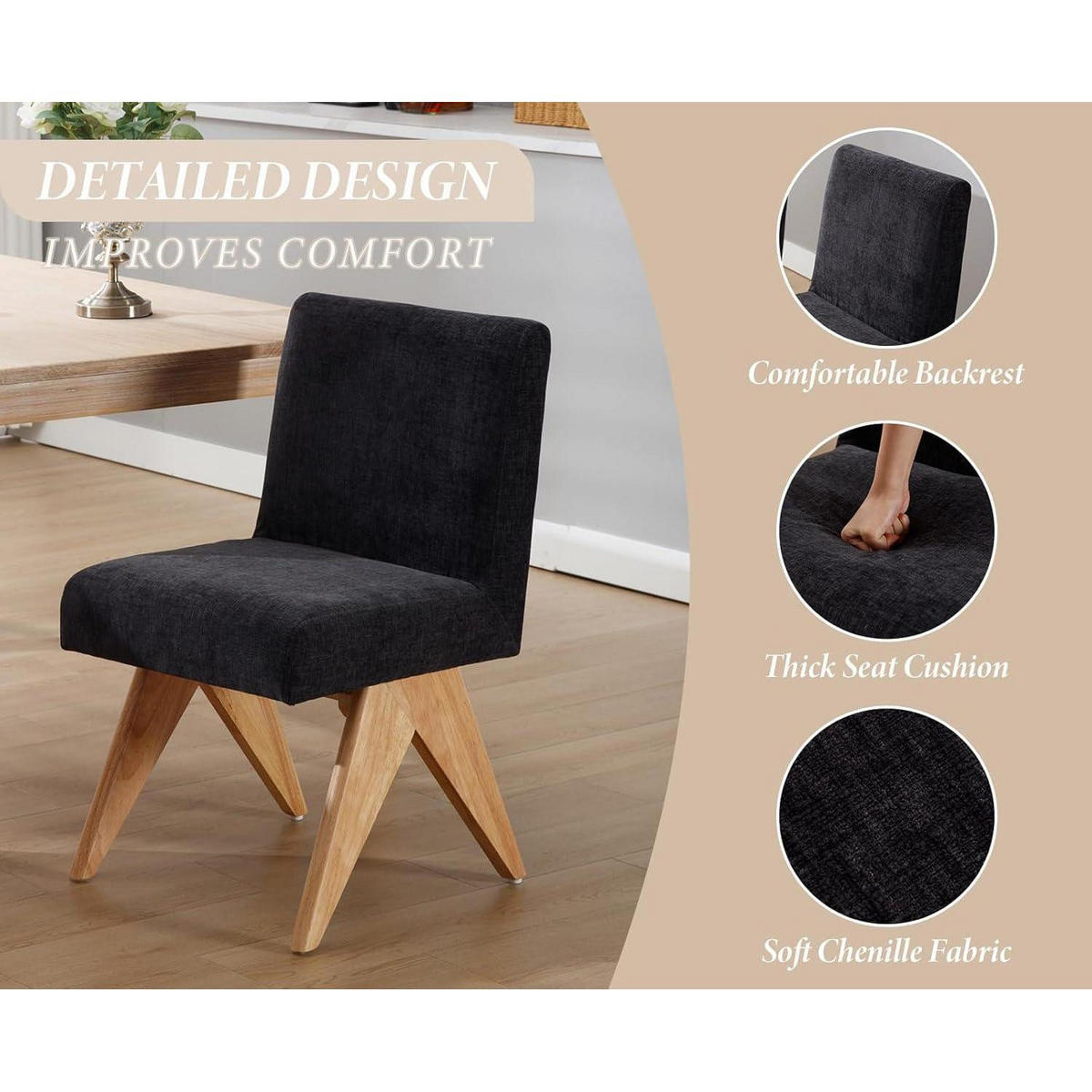 ESSZIMMERSTÜHLE 4er Set Chenille Holzkohle - Anthrazit, Textil (46/86/60cm)