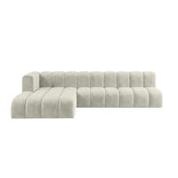 ECKSOFA Modulares In L-Form, Velvet-Stoff Riviera, Ecru, Links, GRAND 295 cm - Creme, Holz (295/179cm) - Kaiser Möbel