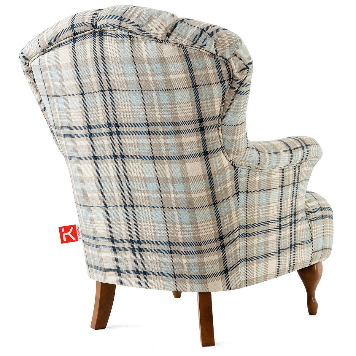 SESSEL MIT FUẞSTÜTZE TOMIS, Beige/Blau - Blau/Beige, Eichenholz/Holz (76/101/83cm) - KONSIMO®