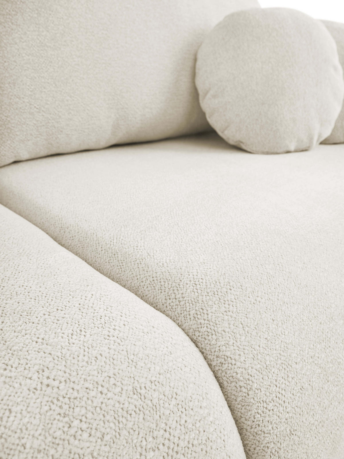 SOFA LOOP Schlaffunktion & Bettkasten PUR-Schaum Schwarze Kunststofffüße skandinavischer Stil lose Rückenkissen freistehend 234x112x86 cm White - Weiß, Holz/Textil (234/86/112cm) - DomoHome