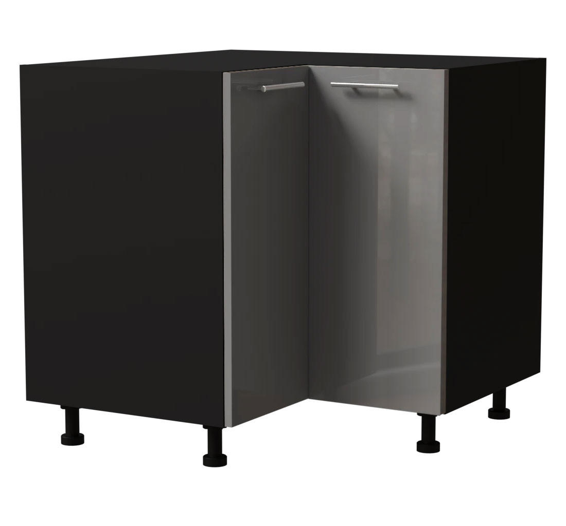 Feldmann-Wohnen Eckunterschrank Grau, Schwarz 84x82x84 cm