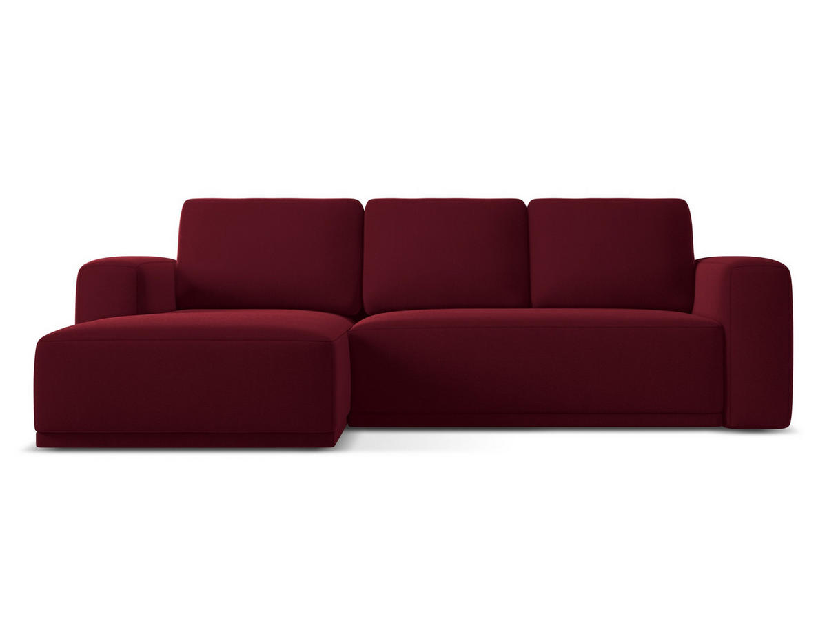 ECKSOFA mit Schlaffunktion Samt Stoff Rot - Bordeaux/Rot, Kunststoff/Textil (258/160cm) - Makamii