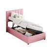 POLSTERBETT 90/200 cm rosa hydraulisches Stauraumbett mit verstellbarem Kopfteil - Pink, Textil (90/200cm) - OKWISH