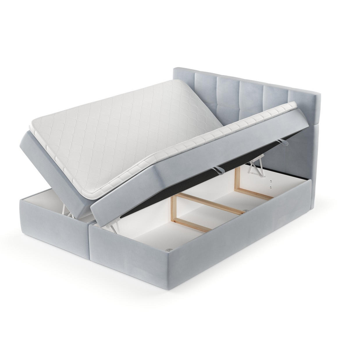 POSTEL BOXSPRING VARENO 160/200 Světle šedá - černá/světle šedá, kov/dřevo (160/200cm) - AltaBeds