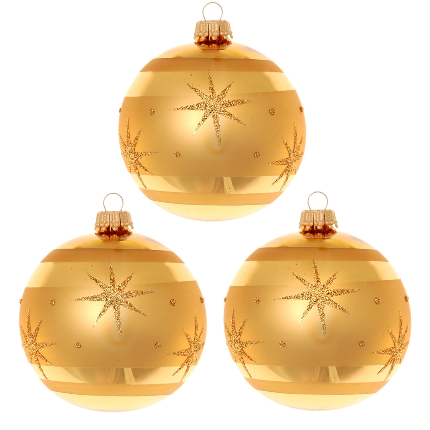 CHRISTBAUMKUGELN Sternennacht Goldfarbig 8cm (Glas / 3 Stk.) - Goldfarben, Glas (8/8/8cm) - Krebs Glas Lauscha