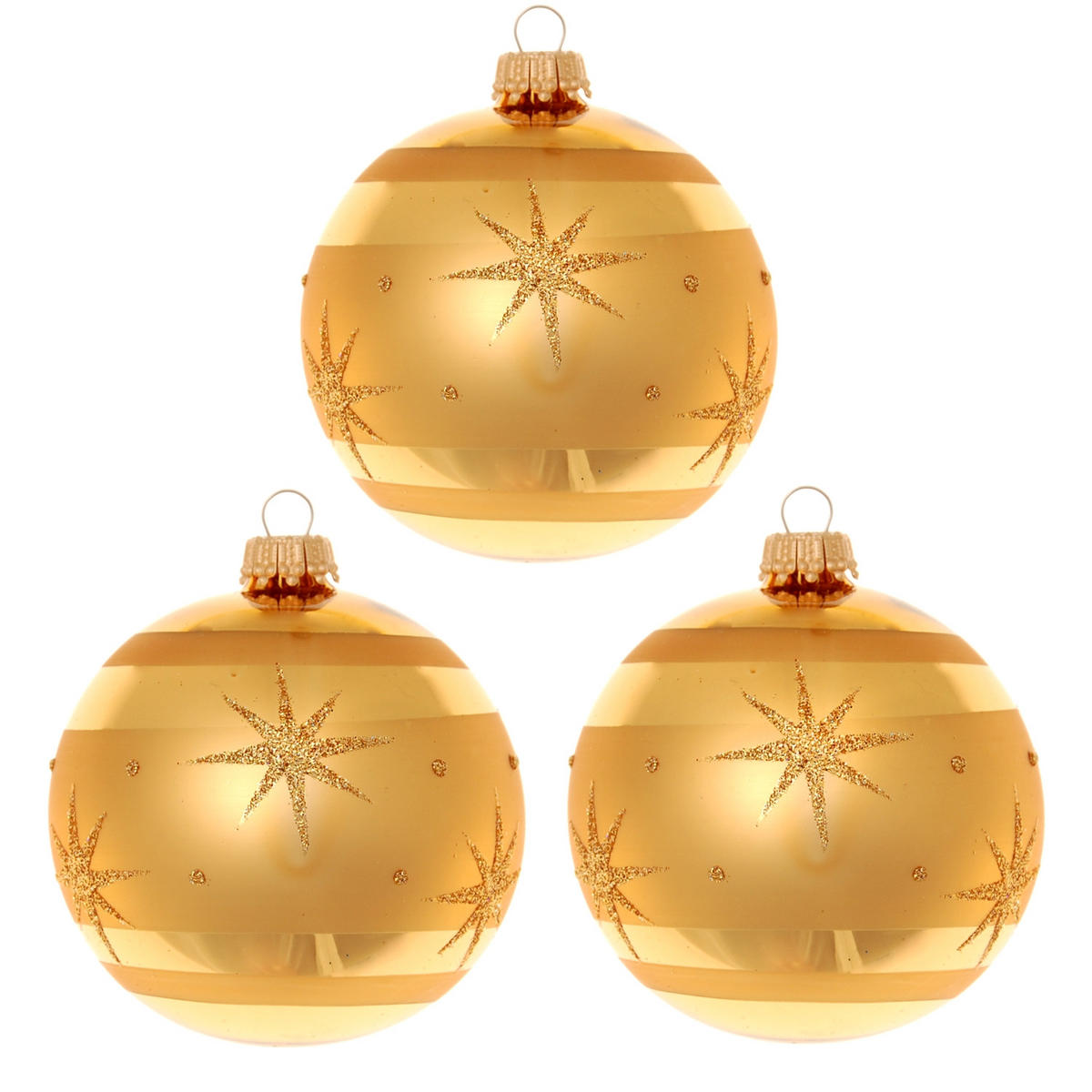 CHRISTBAUMKUGELN Sternennacht Goldfarbig 8cm (Glas / 3 Stk.) - Goldfarben, Glas (8/8/8cm) - Krebs Glas Lauscha