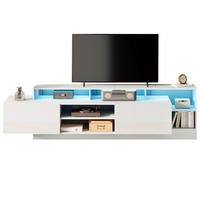 TV-LOWBOARD 190/40/48,5 cm Weiß aus Spanplatte mit LED - Weiß, Holzwerkstoff (190/48.5/40cm) - OKWISH