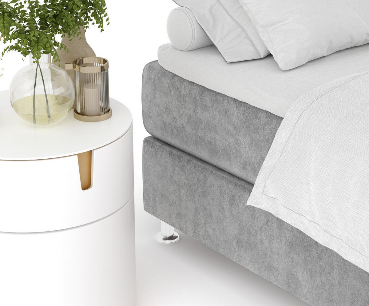 BOXSPRINGBETT Sub Grau 200/200 cm mit Latex-Topper - Silberfarben/Grau, Holz/Holzwerkstoff (200/200cm) - Maison de Reve