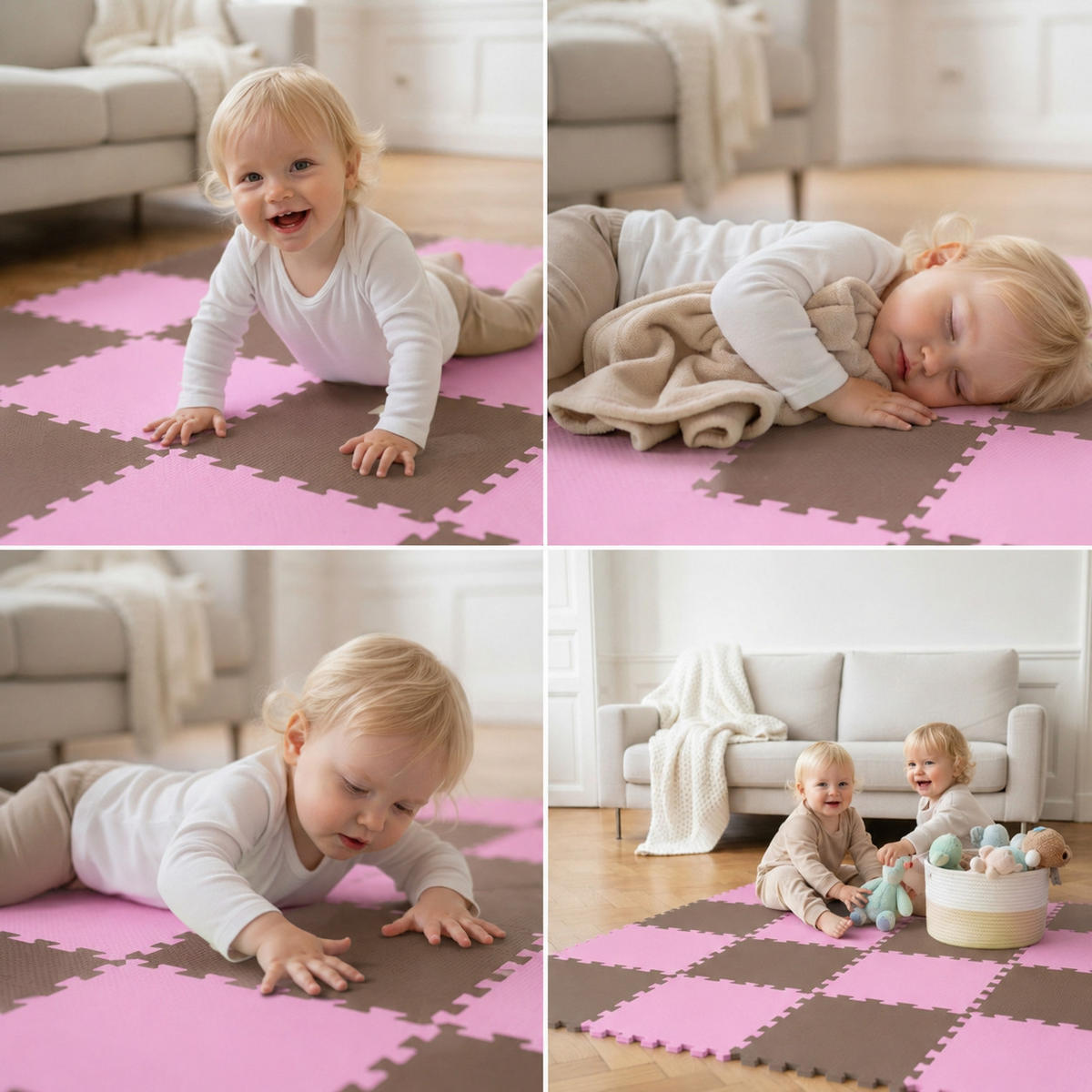 SPIELMATTE ab Null - 180/90/1 cm Puzzlematte Pink - Multicolor, Kunststoff (30/30cm) - Littletom