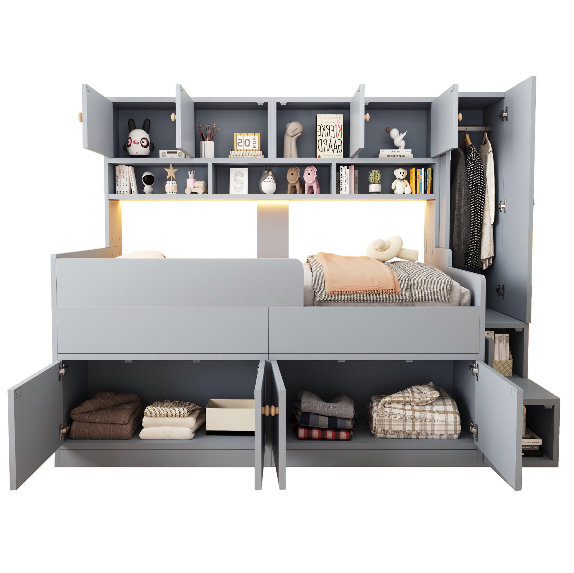 Ivmeu Kinderhochbett Grau 90x200 cm