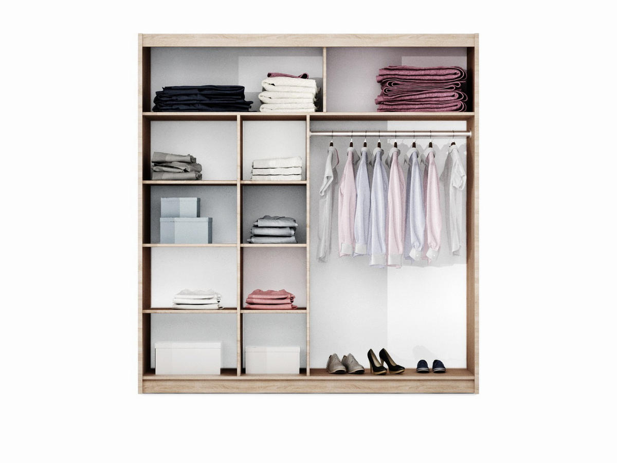 SCHWEBETÜRENSCHRANK NIDALE 203/215/61 cm 2-türig Sonoma Eiche - Sonoma Eiche, Holzwerkstoff (203/215/61cm) - MASSENO