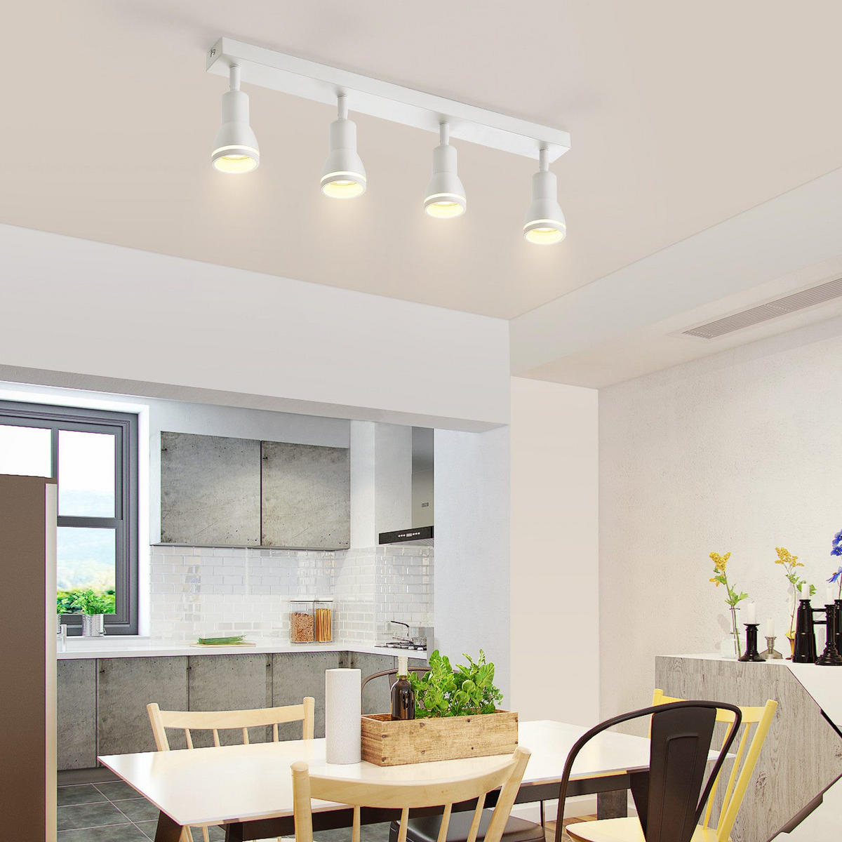 STRAHLER Kissingen 4-flammig 55/5/15.7 cm - Weiß, Metall (55/5/15.7cm) - Nettlife