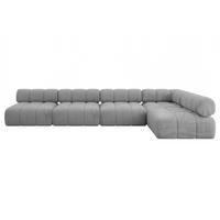 ECKSOFA modulares Sofa Samaro-L3 - 380x190x70 cm Hellgrau Velours - Hellgrau, Holzwerkstoff/Textil (380/190cm) - ALTDECOR