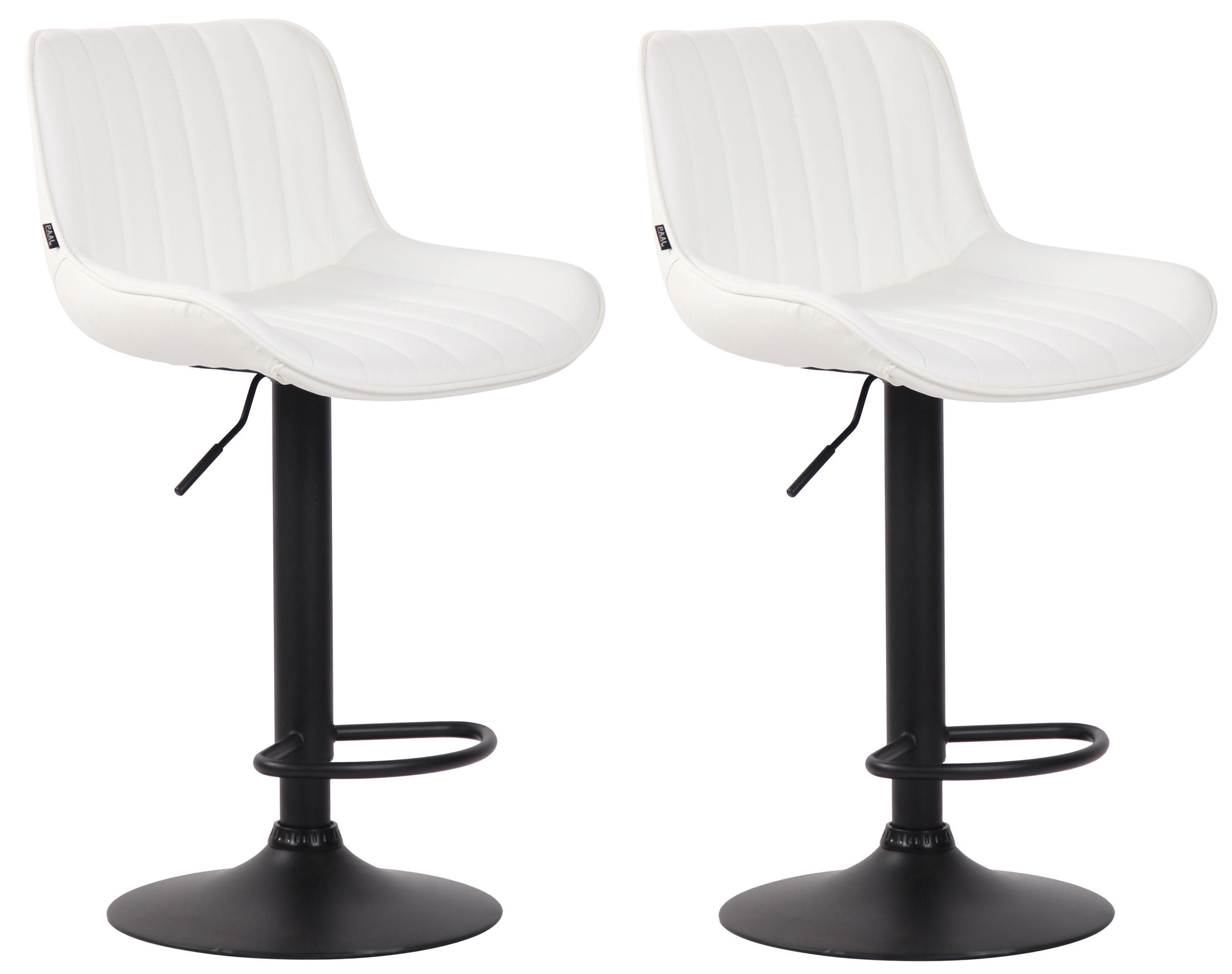 BARHOCKER 2er Set Lederlook weiß - Walnussfarben/Schwarz, Textil/Metall (50/86/50cm) - CLP