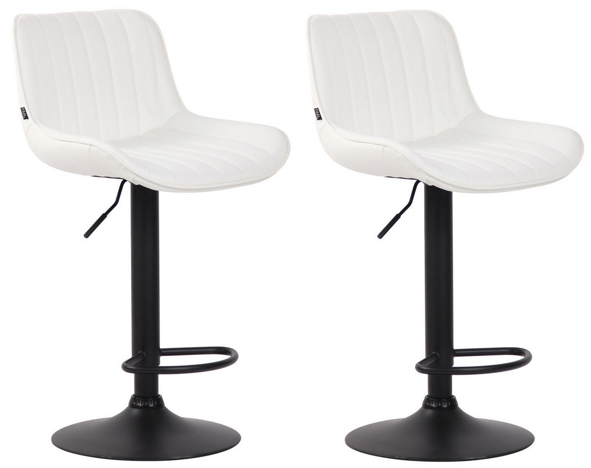 BARHOCKER 2er Set Lederlook weiß - Walnussfarben/Schwarz, Textil/Metall (50/86/50cm) - CLP