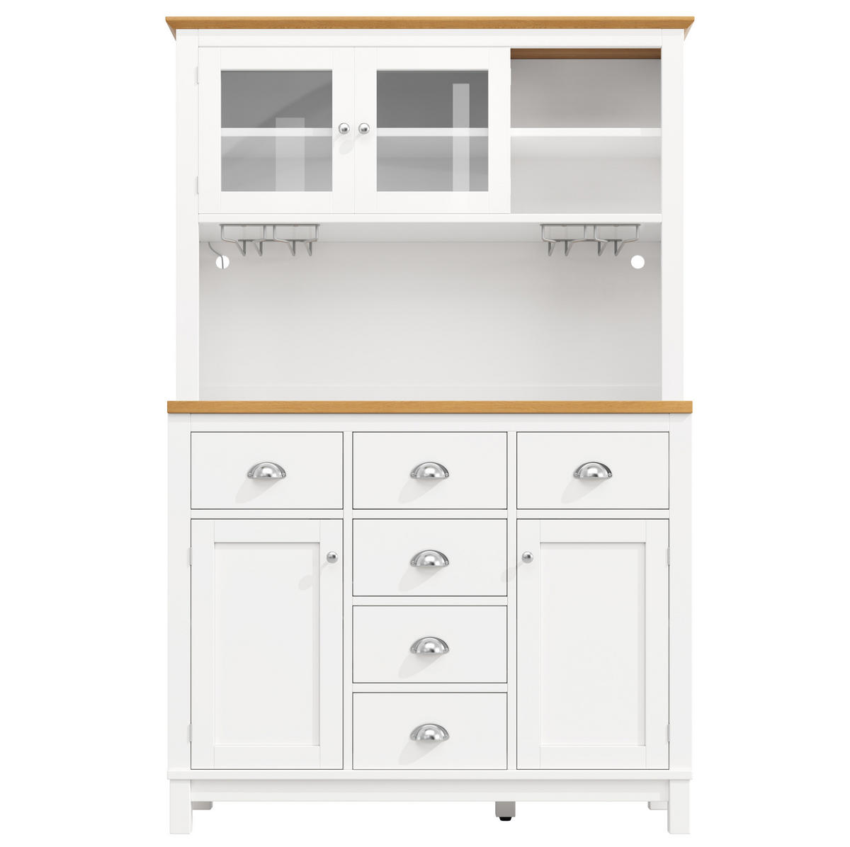 BUFFETSCHRANK 104/40/180 cm Weiß aus MDF mit LED-Lichtleiste - Weiß, Holzwerkstoff (104/180/40cm) - OKWISH