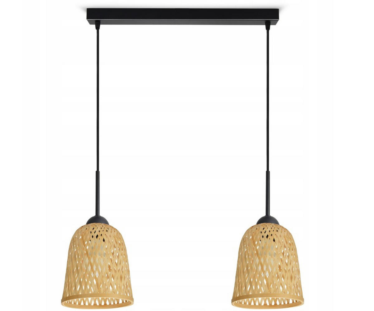 PENDELLEUCHTE BOHO - Schwarz/Weiß, Holz/Metall (17/60/100cm) - kiki design