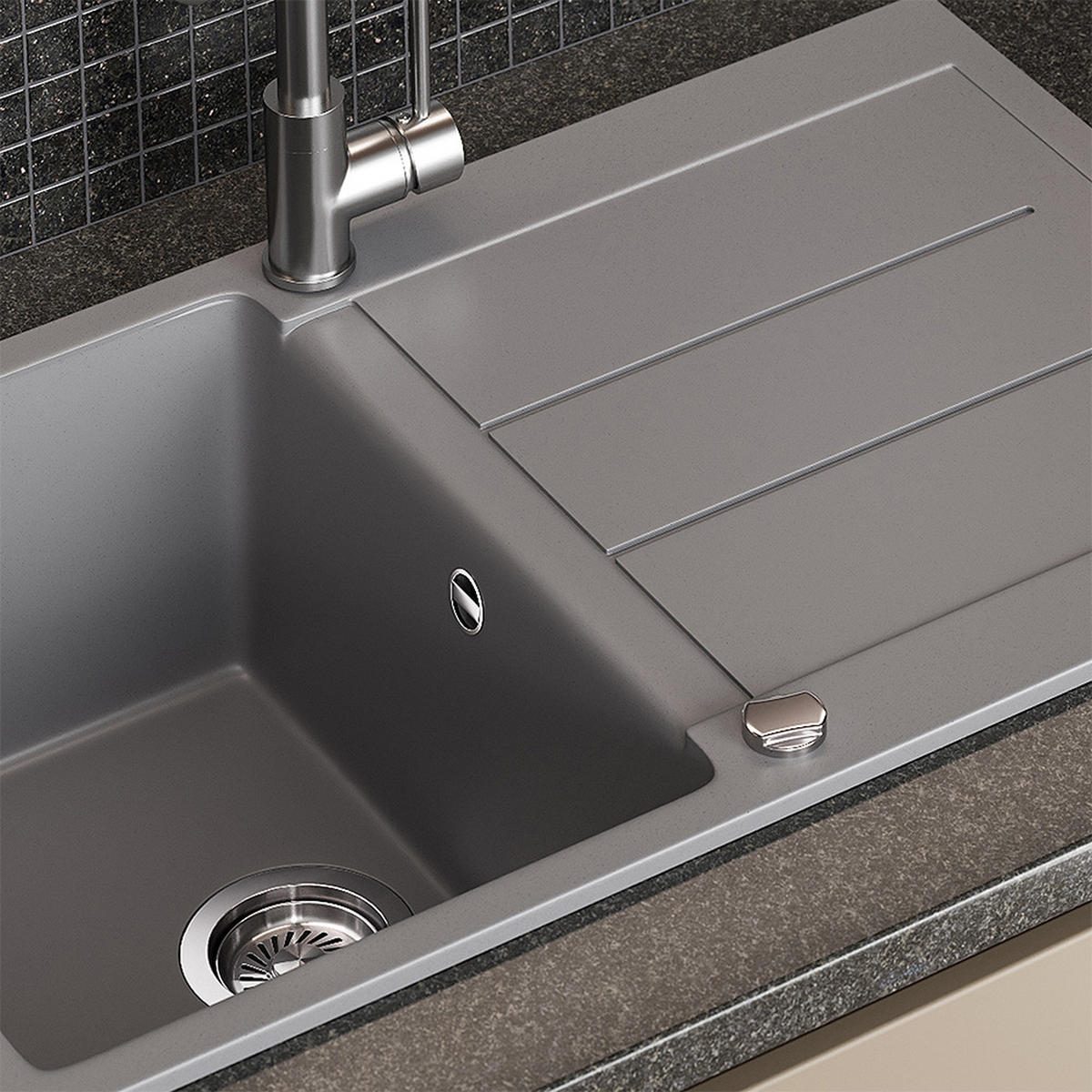 UMYVADLO Kapstadt Šedá - šedá, keramika (78/20/50cm) - Bergstroem