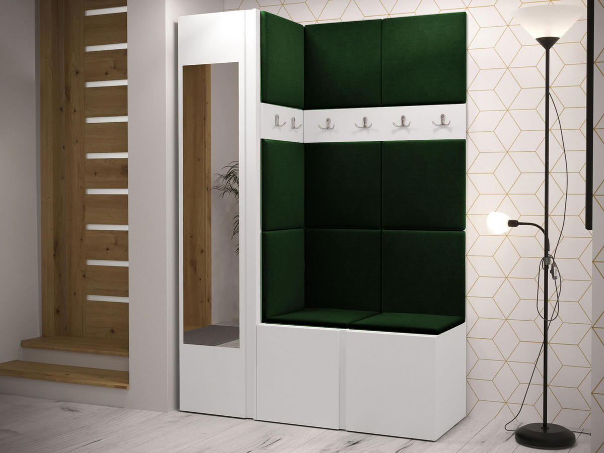 MOBILIER PENTRU HOL Orion X - alb/verde, material plastic/compozit lemnos (124/186/46cm) - MIRJAN24