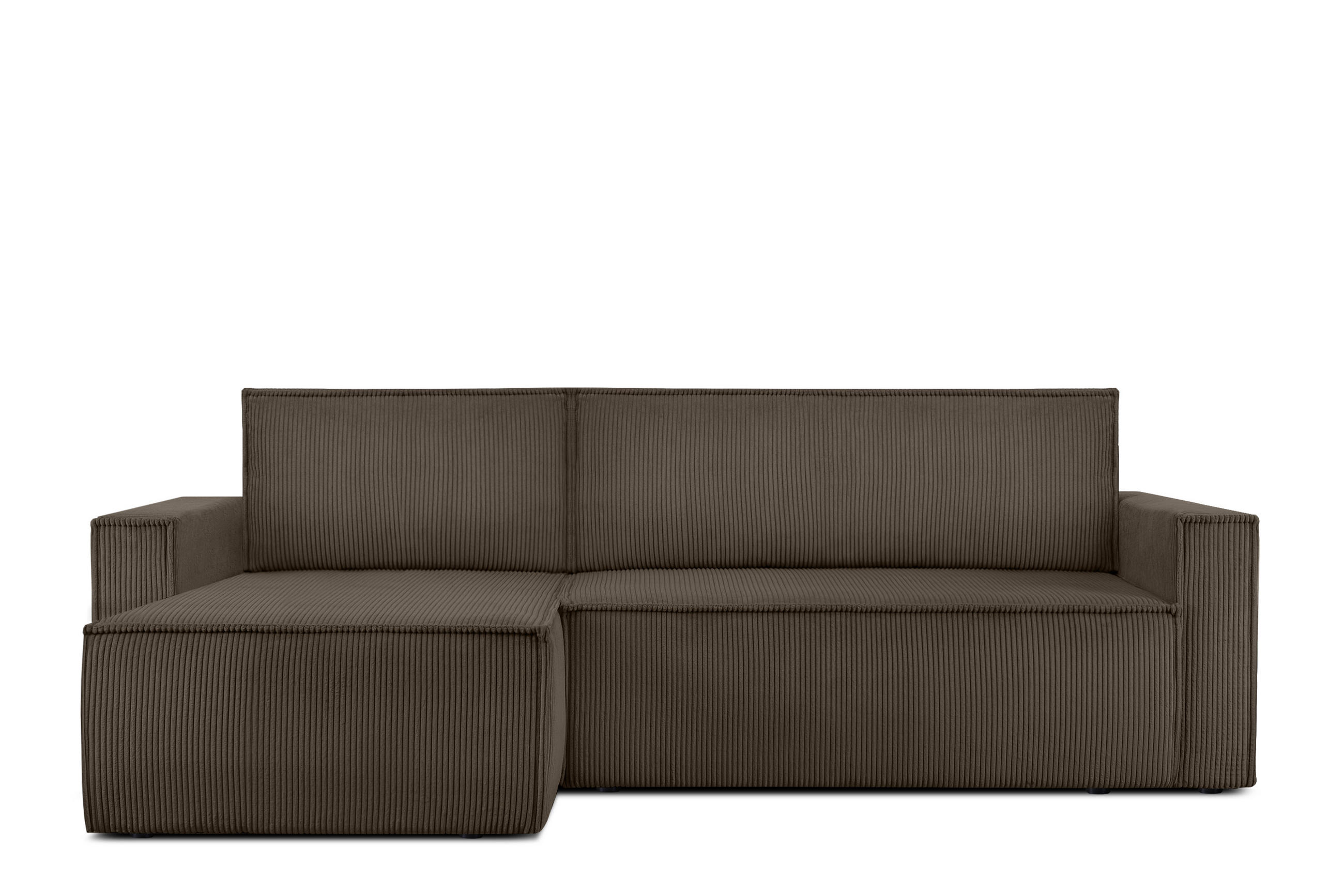 ECKSOFA-LINKS/RECHTS NAPI Schlaffunktion mit Cordbezug, braun - Schwarz/Braun, Textil (246/148cm) - KONSIMO®