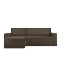 ECKSOFA-LINKS/RECHTS NAPI Schlaffunktion mit Cordbezug, braun - Schwarz/Braun, Textil (246/148cm) - KONSIMO®