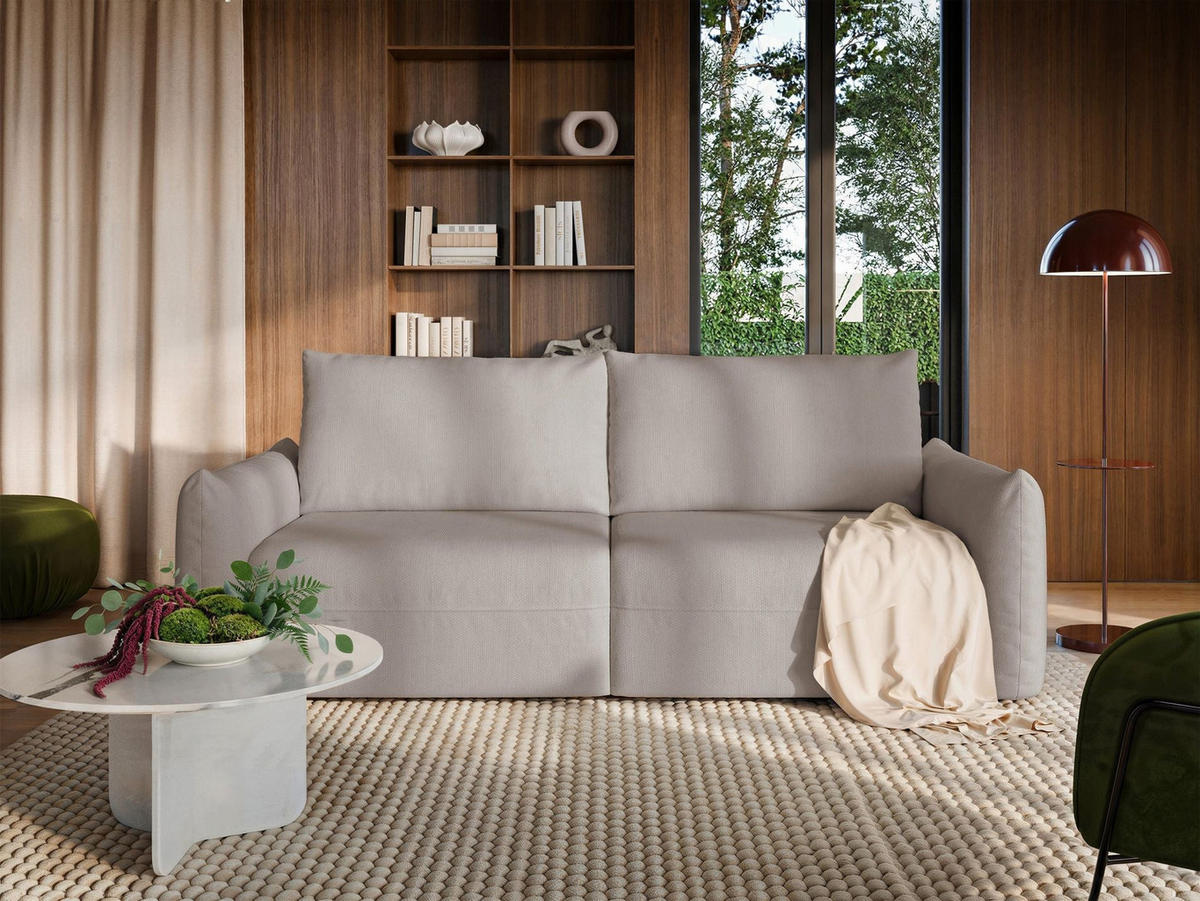 SCHLAFSOFA Theolla Hellbeige - Ecru/Schwarz, Textil/Metall (248/97/111cm) - Selsey