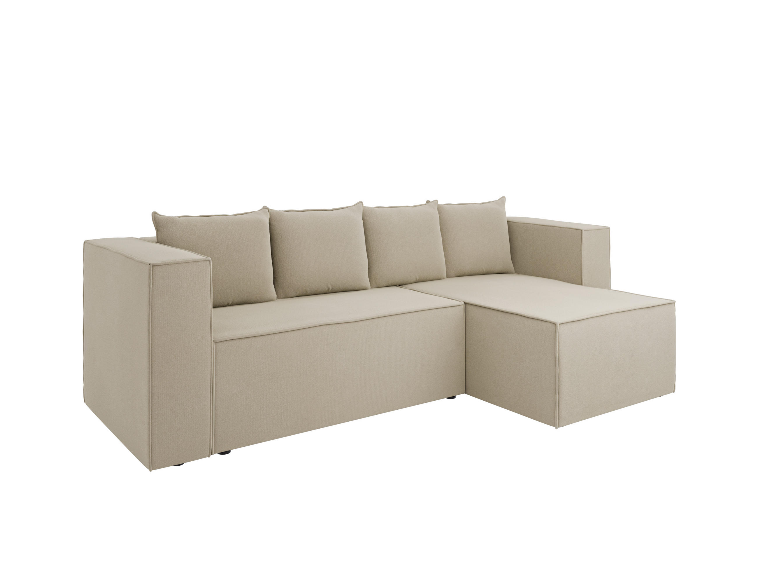 ECKSCHLAFSOFA AURIX Schlafsofa mit Bettkasten, Creme - Creme, Holz (150/244cm) - Panda Möbel