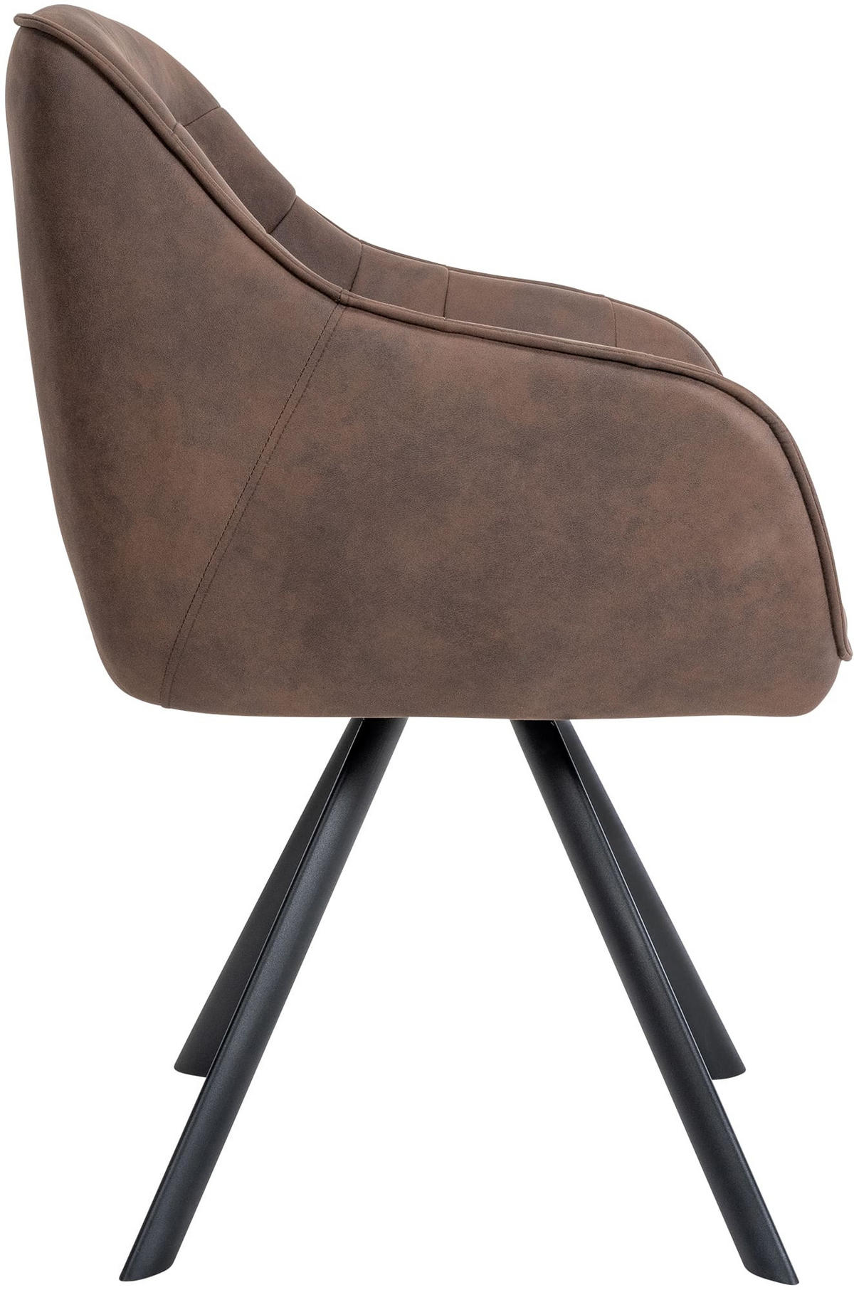 ARMLEHNENSTUHL Vintage Stoff braun - Schwarz/Braun, Textil/Metall (57/90/63cm) - CLP