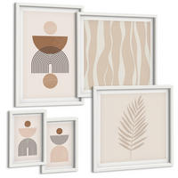 BILDER SET 5er Set - 50x50 cm & 20x30 cm & 40x60 cm Weißer Rahmen - Abstrakte Formen braun beige - Weiß, Kunststoff (40/60cm) - TULUP
